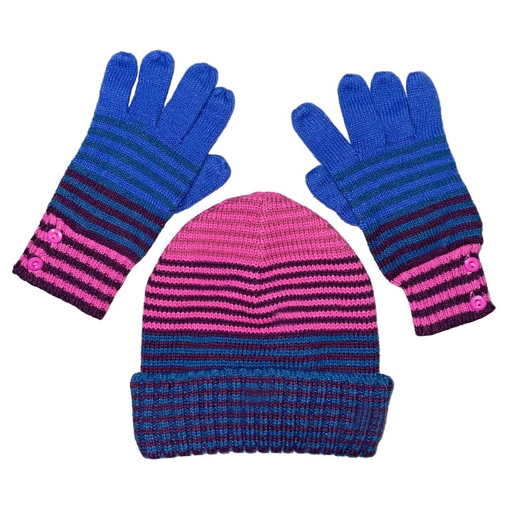 Vintage Joe Boxer Stripe Knit Cap & Glove Set